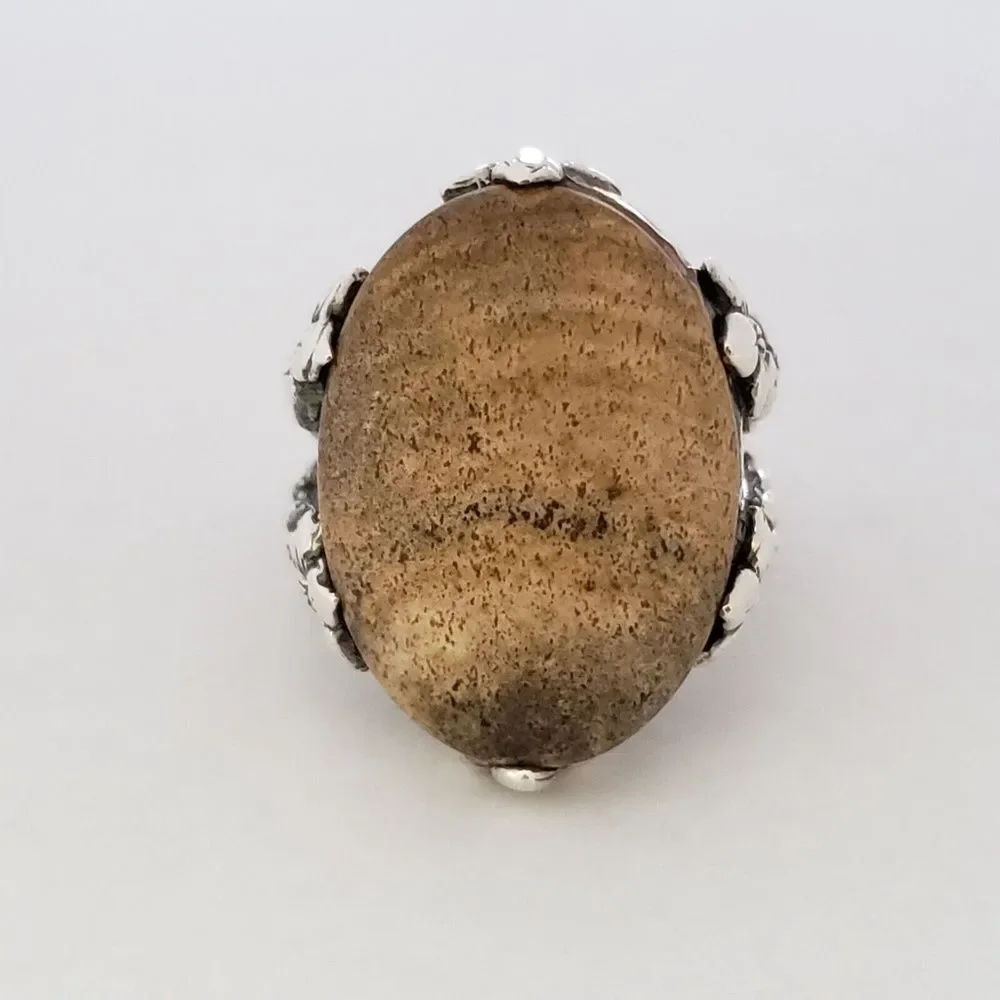 STEPHEN DWECK Sterling Silver Cabochon Landscape Jasper Ring Size 7